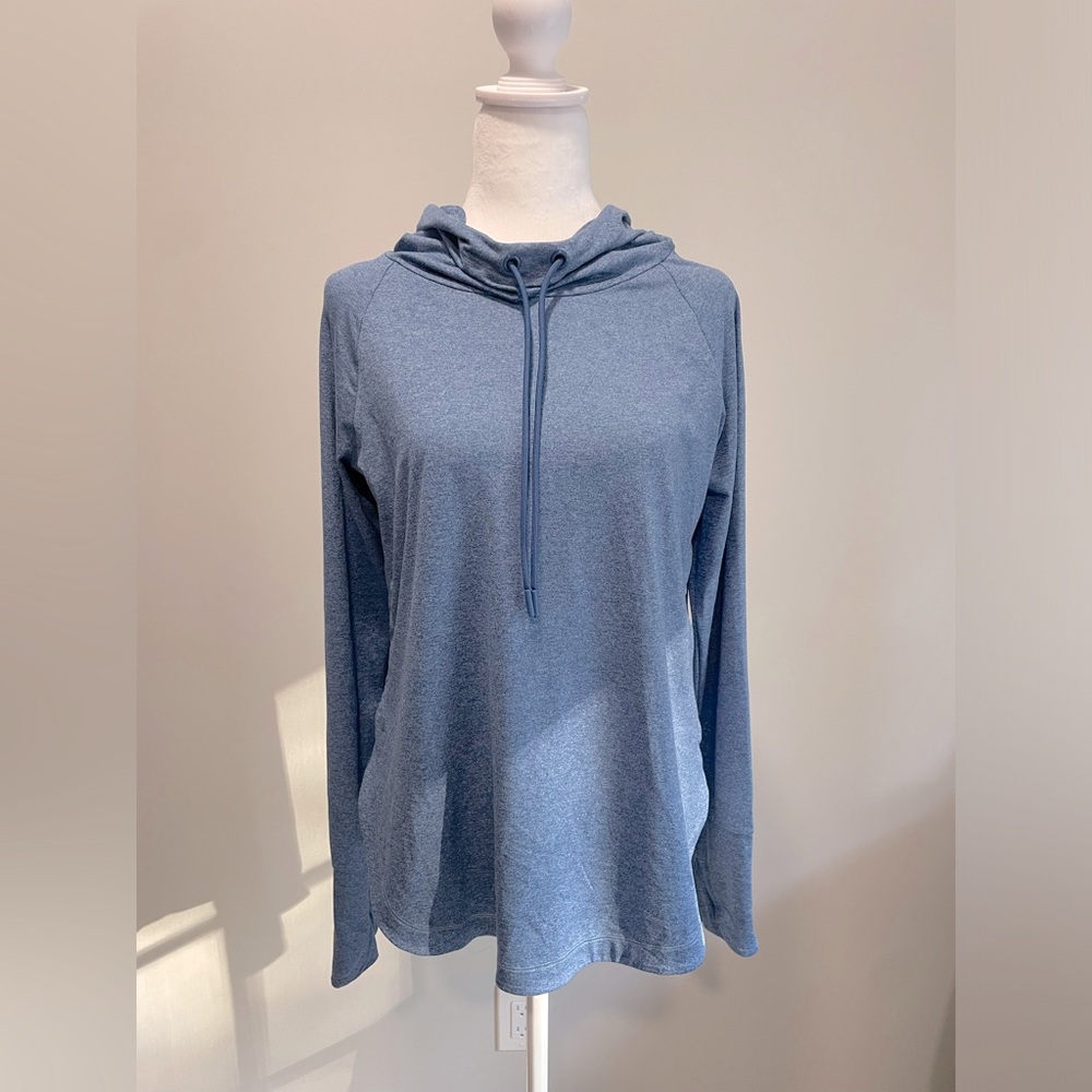 Athleta Utempo‎ hoodie heathered blue size small workout athleisure exercise